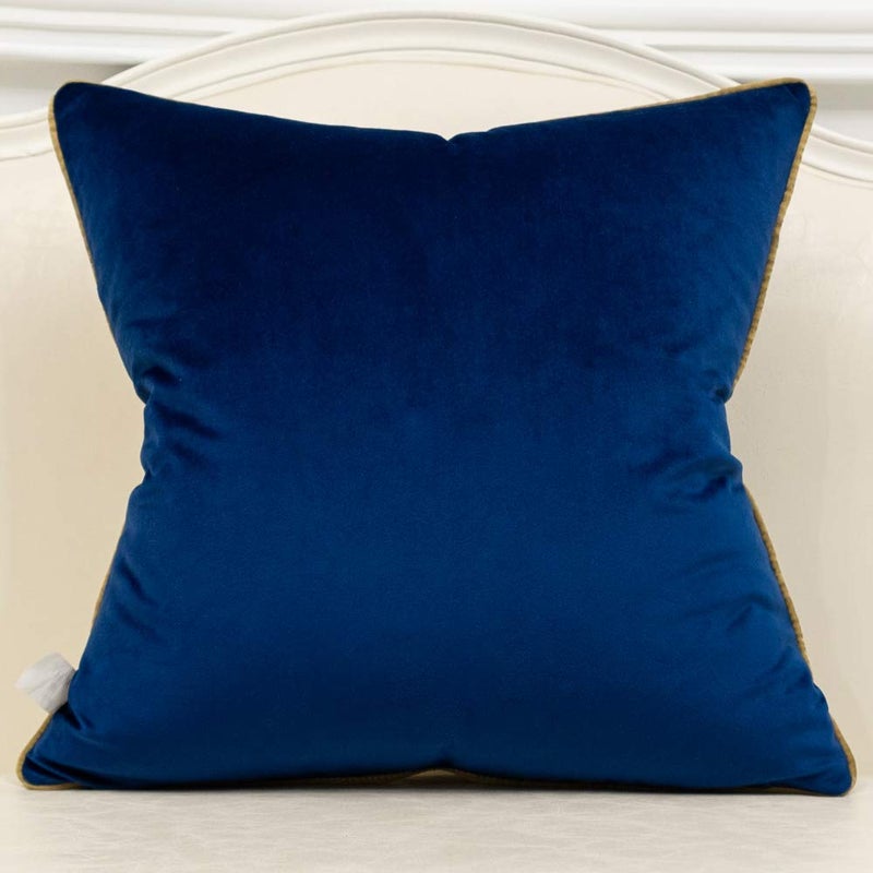 Avigers 18 x 18 Inches Navy Blue White Gold Leather Striped Patchwork Velvet Cushion Case Luxury Modern Throw Pillow Cover Decorative Pillow for Couch Living Room Bedroom Car - Image 2